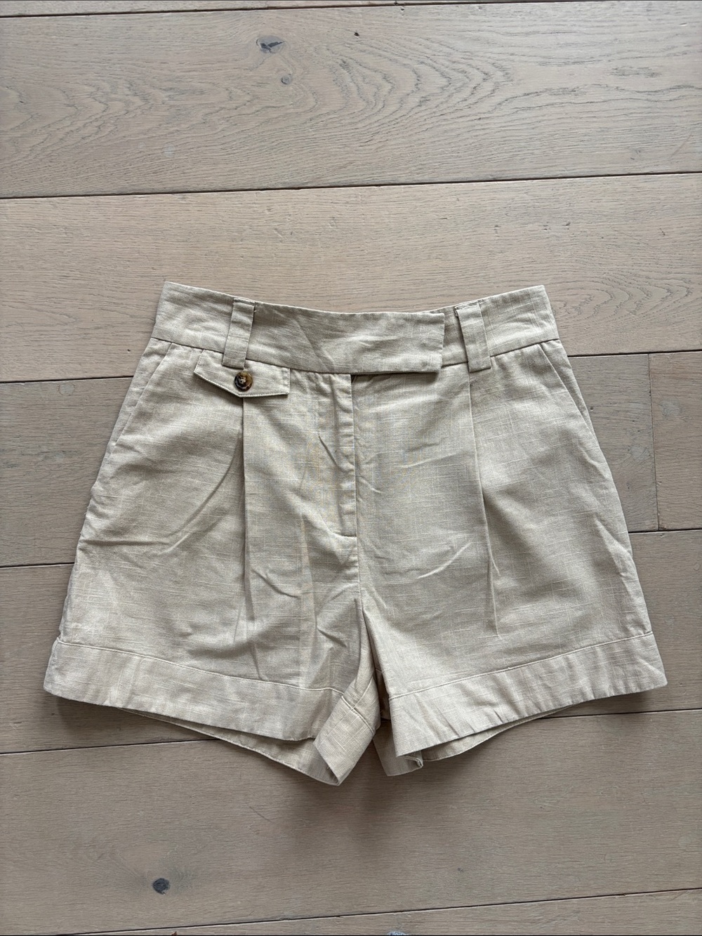 Tan linen shorts
